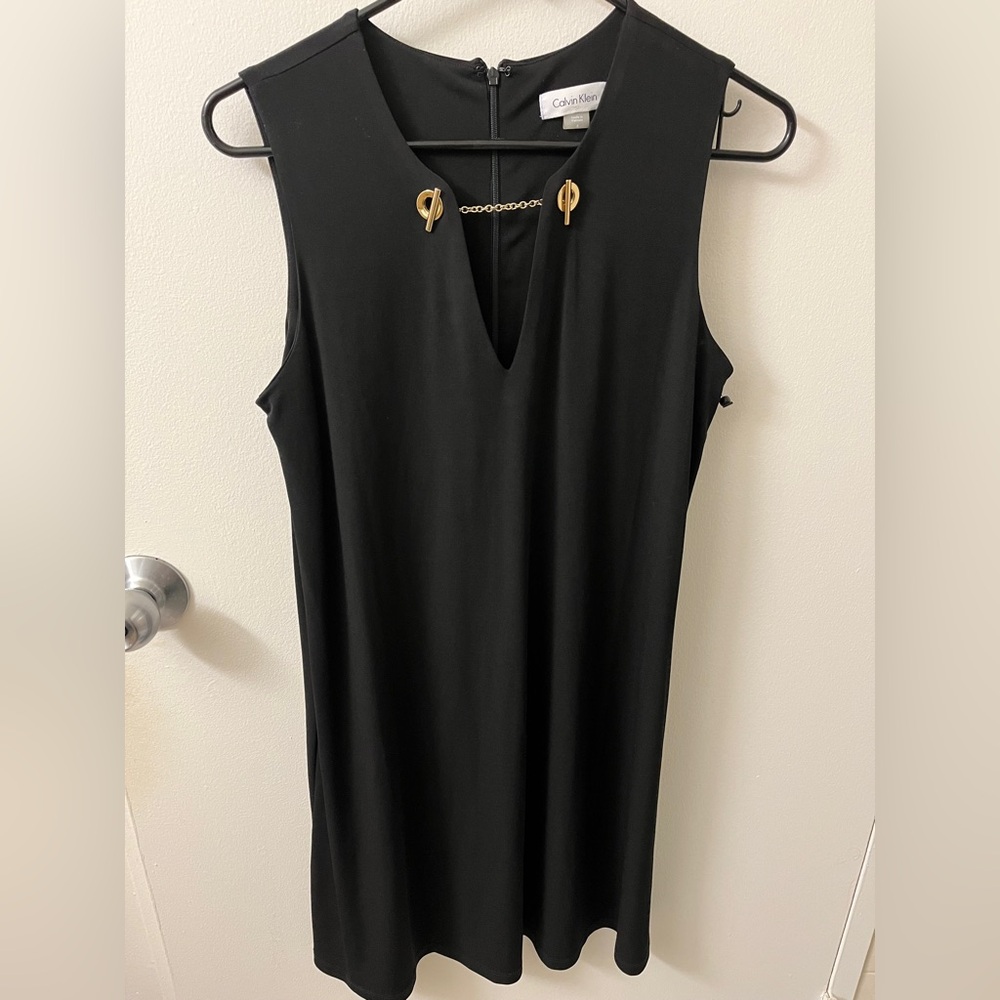 Calvin Klein Black Dress with Gold Accents